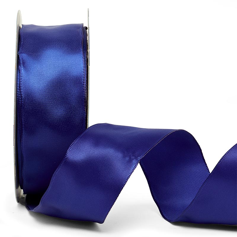 Woven-In Wired Satin Ribbon 2 1/2 '' X 25 yd Royal Color