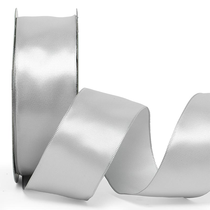 Woven-In Wired Satin Ribbon 1 1/2 '' X 25 yd Silver Color