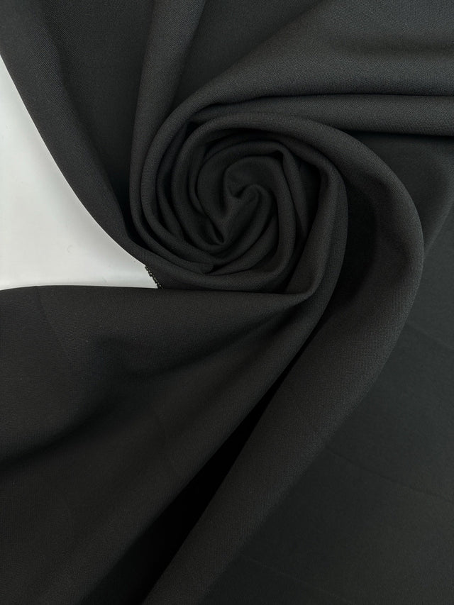 Black Bonded Polyester Blend Suit Fabric