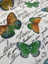 Garla Butterfly Midori Cotton Fabric - Orange, Green, Blue, Yellow Butterfly Print, 54" Width (1 Yard)