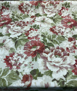 Lumi Floral Vintage Garden Cotton Fabric - Green And Rustic Pink Floral Print, 54" Width (1 Yard)
