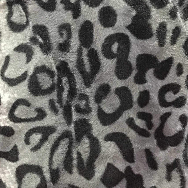 Leopard Gray Velboa Fur Leopard Animal Short Pile Fabric,