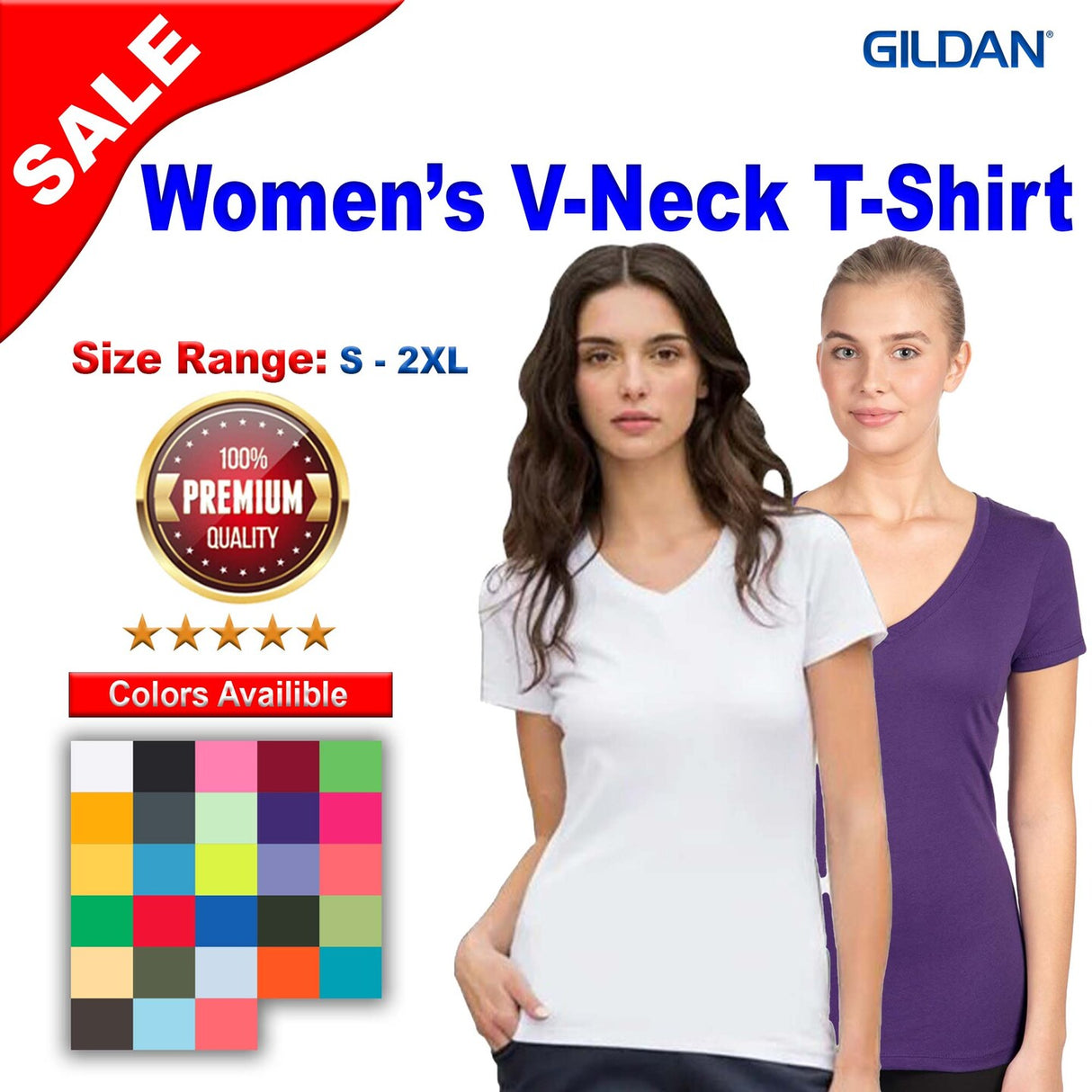 Gildan® Short Sleeve Women’s V-Neck T-Shirt