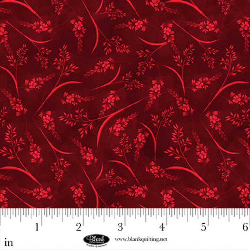 Cotton Print Tonal Flower with Leaves Red Fabric 44/45"