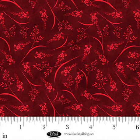 Cotton Print Tonal Flower with Leaves Red Fabric 44/45"