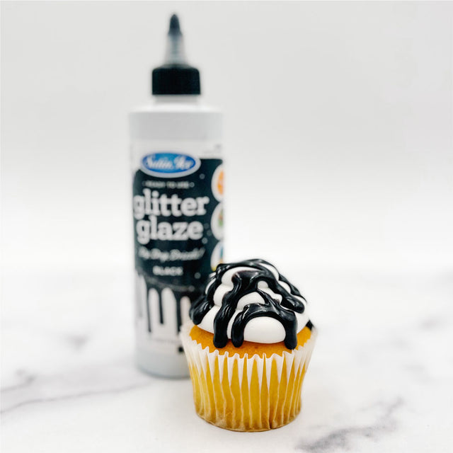 Satin Ice Black Glitter Glaze, 10 oz.