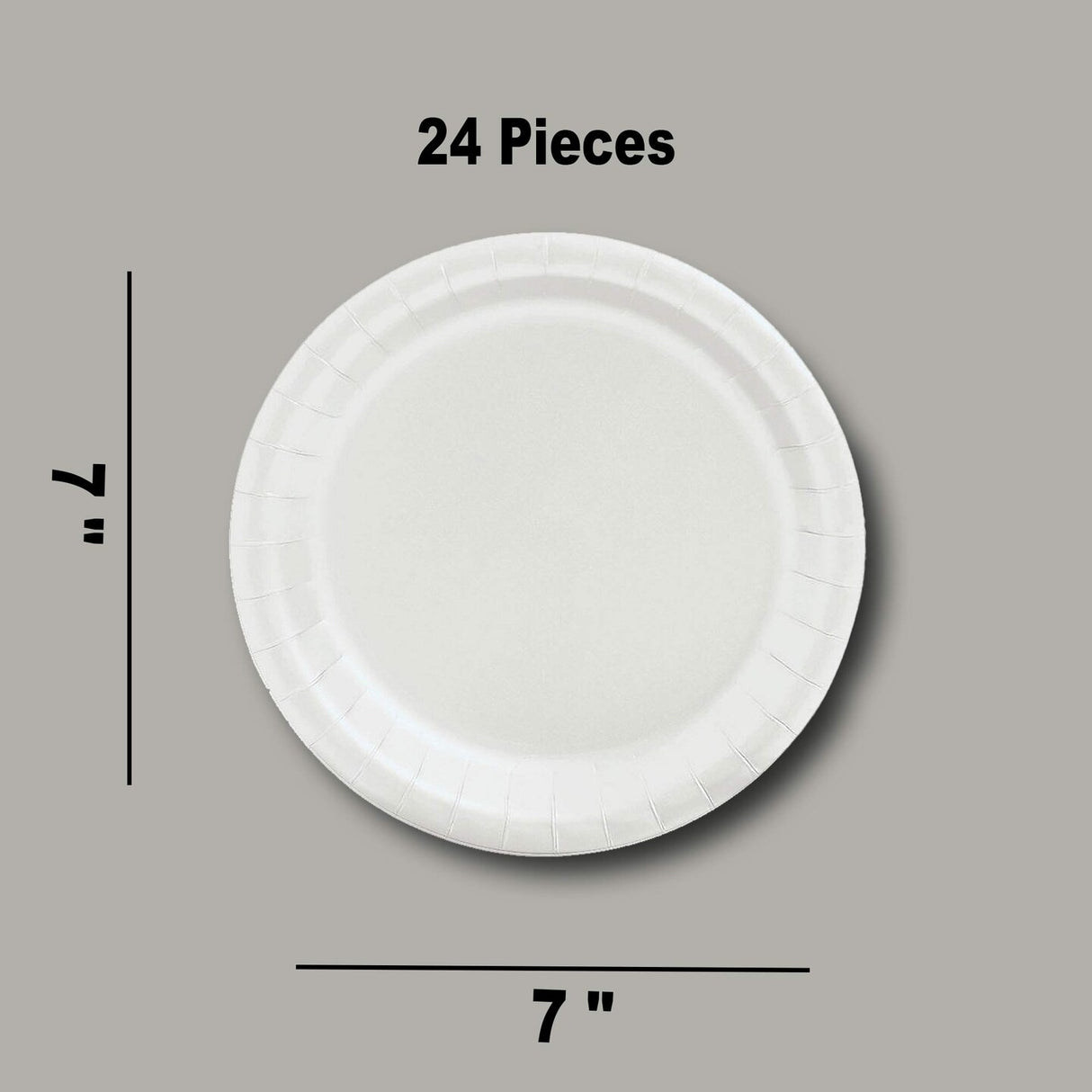 24 Count White Color Paper Dessert Plates for Birthday Wedding Party 7"