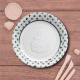 8 Count Birthday Cake Paper Plates Polka Dot Trim Party 7"