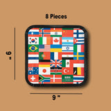 8 Ct. Flags of All Nations International Party Square Paper Dinner Plates 9" Multinational Flag Design