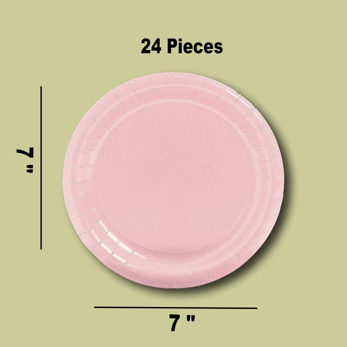 24 Count Light Pink Paper Dessert Plates Disposable Party Supplies 7"