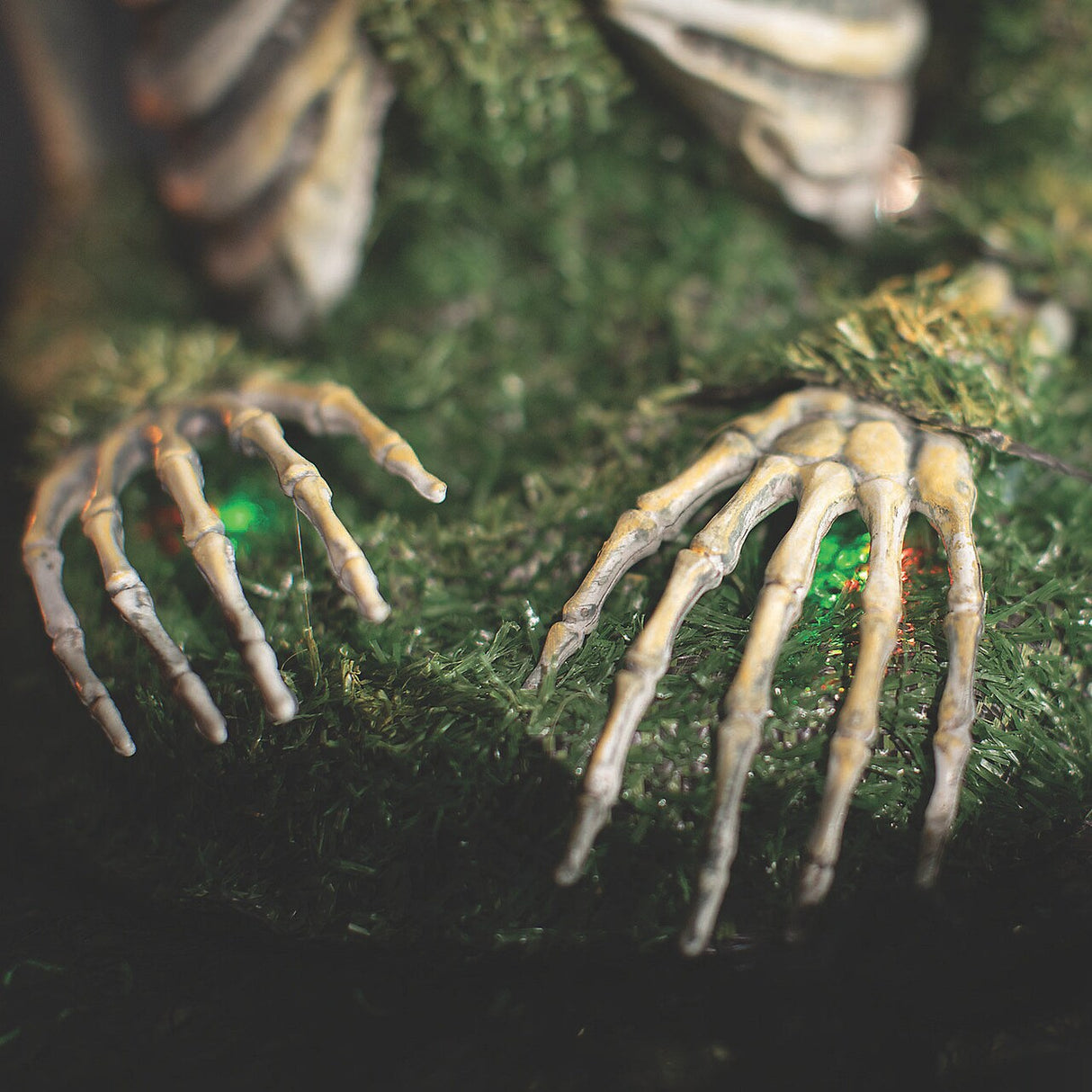 Animated Mossy Skeleton Tabletop Halloween Decoration 9 3/4" x 14 3/4"