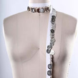 White Twill Tape with Silver Coin Fringe 3/4" Cotton Trim for Costumes & Crafts
