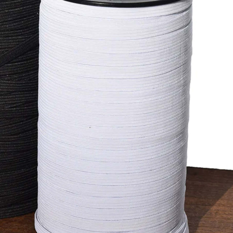 1/3" White Flat Braided Durable Elastic Cord 5 Yards