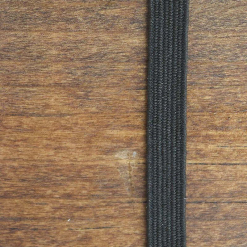 1/3" Black Flat Braided Durable Elastic Cord 5 Yards