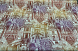 Architecture Building Toile Arqui Cotton Polyester Fabric - Purple Red Gold Architectural Toile, 55" Width (1 Yard)