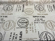 Cacao Special Sepia Cotton Fabric - White Brown On Beige Linen Background, 54" Width, 27" Horizontal Repeat, 24.5" Vertical Repeat (1 Yard)