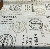 Cacao Special Sepia Cotton Fabric - White Brown On Beige Linen Background, 54" Width, 27" Horizontal Repeat, 24.5" Vertical Repeat (1 Yard)