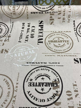 Cacao Special Sepia Cotton Fabric - White Brown On Beige Linen Background, 54" Width, 27" Horizontal Repeat, 24.5" Vertical Repeat (1 Yard)