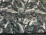 Jungle Toile Cotton Polyester Fabric - Green Forest Animal Toile, 27" Horizontal Repeat, 25" Vertical Repeat (1 Yard)