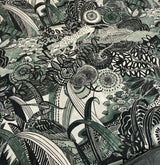 Jungle Toile Cotton Polyester Fabric - Green Forest Animal Toile, 27" Horizontal Repeat, 25" Vertical Repeat (1 Yard)