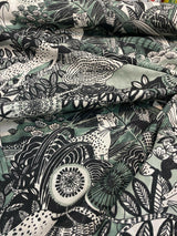 Jungle Toile Cotton Polyester Fabric - Green Forest Animal Toile, 27" Horizontal Repeat, 25" Vertical Repeat (1 Yard)