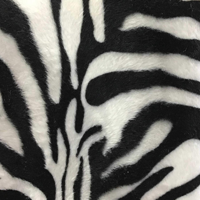 Zebra White Big Stripe Velboa Fur Zebra Animal Short Pile Fabric,