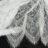 Embroidered Chantilly Lace Fabric with Eyelash Scallop