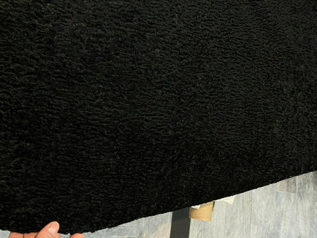 Italian Faux Sheepskin Polyester Fabric - Black Sterling, 60" Width (1 Yard)
