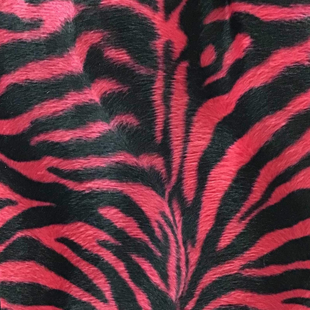 Zebra Red Small Stripe Velboa Fur Zebra Animal Short Pile Fabric,