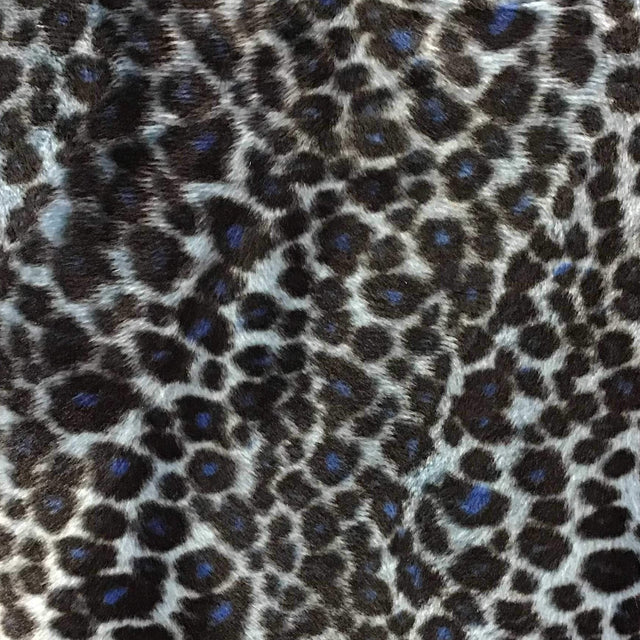 Baby Cheetah Blue Velboa Fur Cheetah Animal Short Pile Fabric,