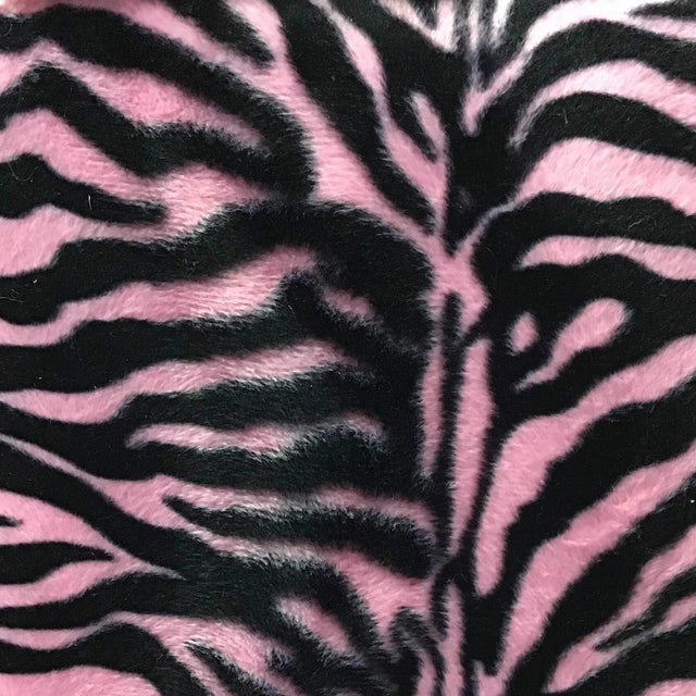 Zebra Pink Small Stripe Velboa Fur Zebra Animal Short Pile Fabric,