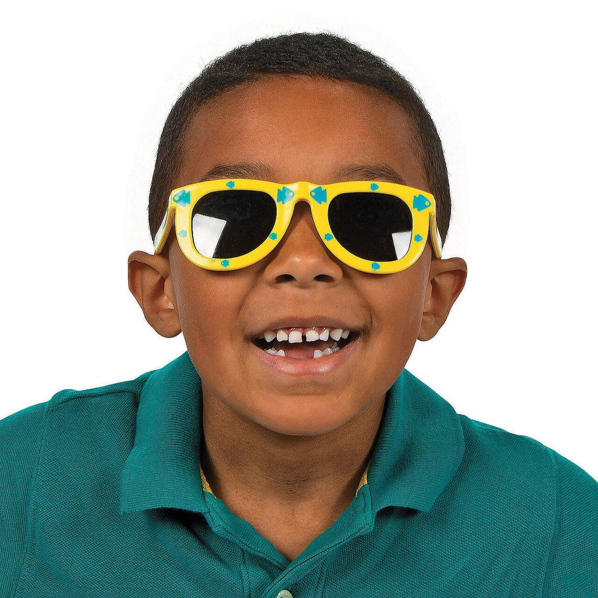Kids Purple, Blue, Green & Yellow Fish Print Sunglasses – 5", 12 Pc