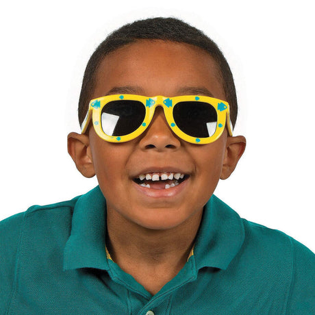 Kids Purple, Blue, Green & Yellow Fish Print Sunglasses – 5", 12 Pc