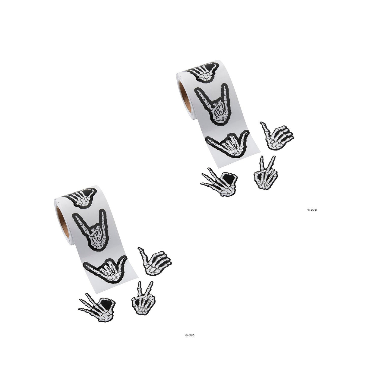 1 1/2" Skeleton Hands Sticker Roll 100 Pc.
