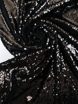 Black Sequins Polyamide Fabric