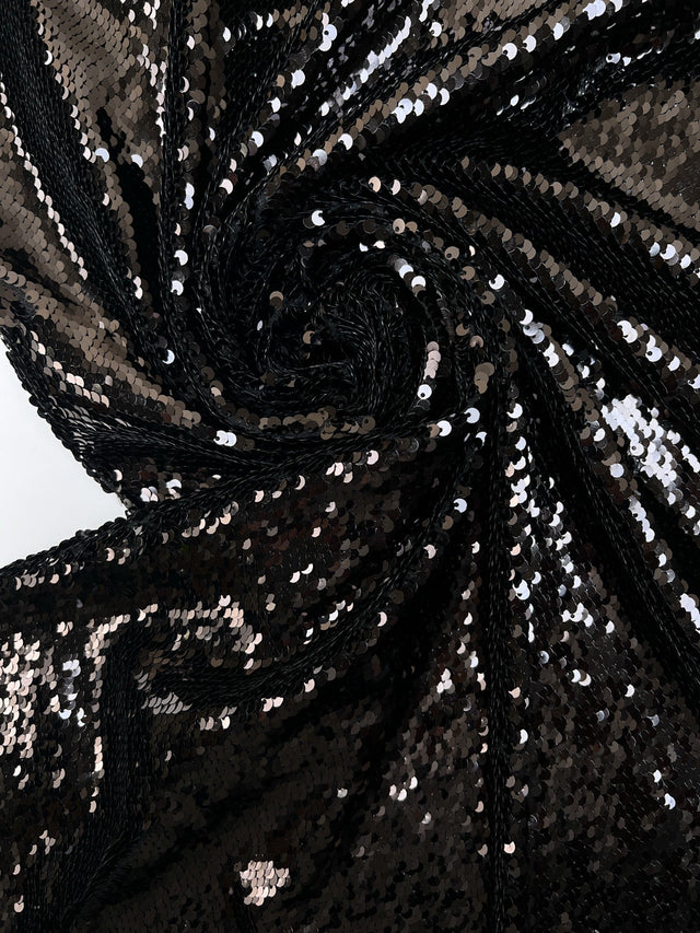 Black Sequins Polyamide Fabric
