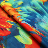 Tropical Feathers Polyester Spandex Fabric - Multicolor Feather Print, 58/60" Width, 200 GSM (1 Yard)
