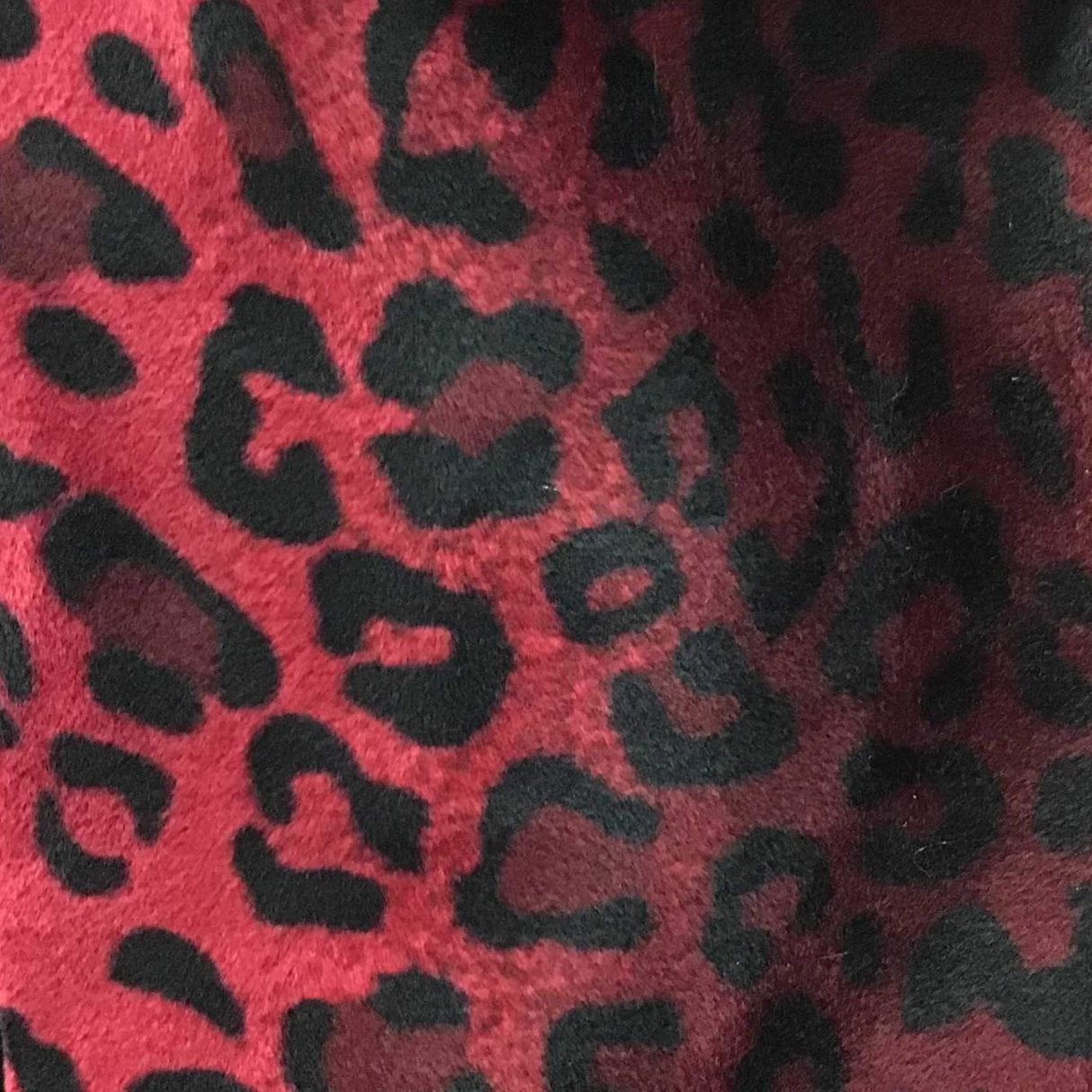 Leopard Red Black Velboa Fur Leopard Animal Short Pile Fabric,