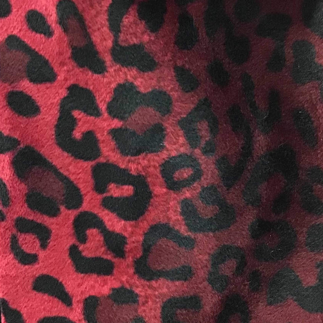 Leopard Red Black Velboa Fur Leopard Animal Short Pile Fabric,