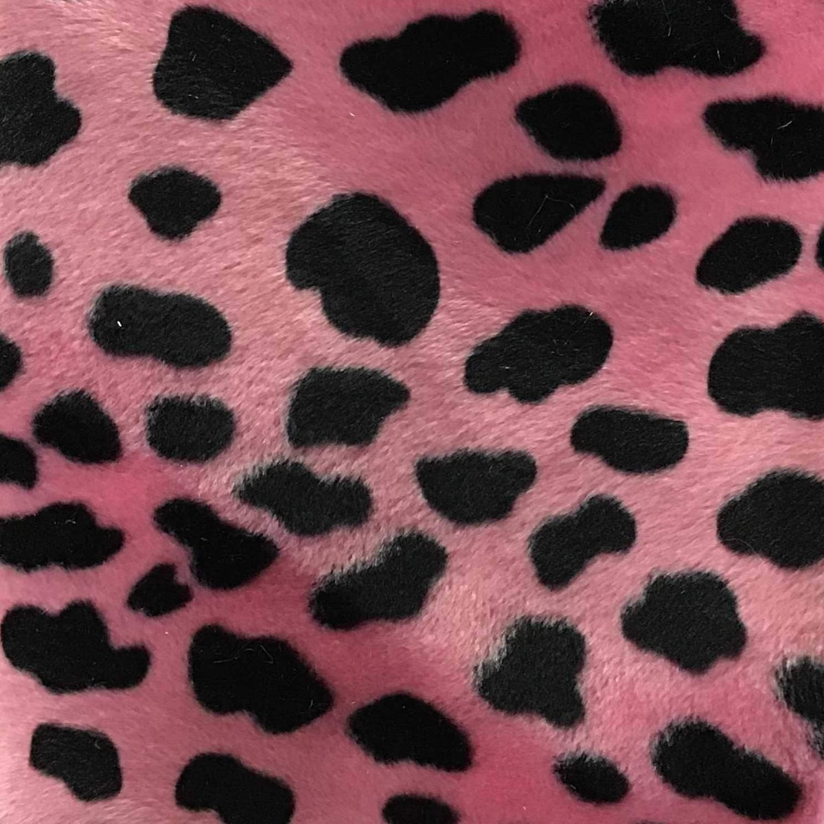 Pink Black Velboa Fur Dalmatian Dog Animal Short Pile Fabric,