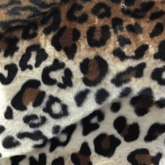 Leopard Brown Velboa Fur Leopard Animal Short Pile Fabric,