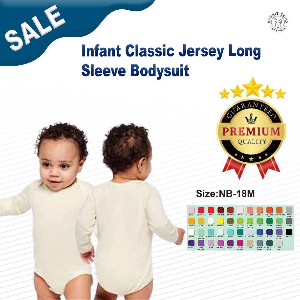 RADYAN® Infant Classic Jersey Long Sleeve Bodysuit