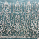 Beaded Lace Fabric on Polyester Net Mesh 51" Wide