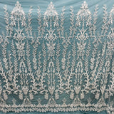1 Yard Beaded Lace Fabric Embroidered on 100% Polyester Net Mesh