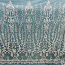 Beaded Lace Fabric on Polyester Net Mesh