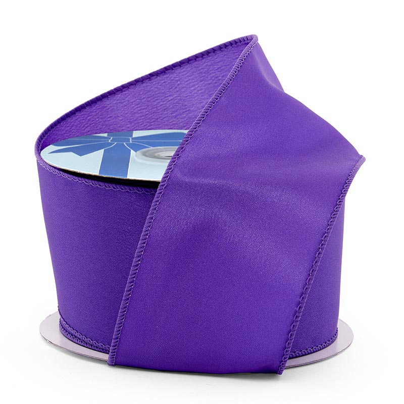 Cast-Over Wired Satin Ribbon – Dark Purple, 13 1/2'' x 37 yd (13 Rolls)
