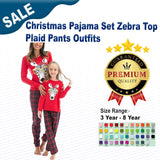 Christmas Pajama Set Zebra Top Plaid Pants Outfits