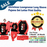 Christmas Loungewear Long Sleeve Pajama Set Letter Print Outfits