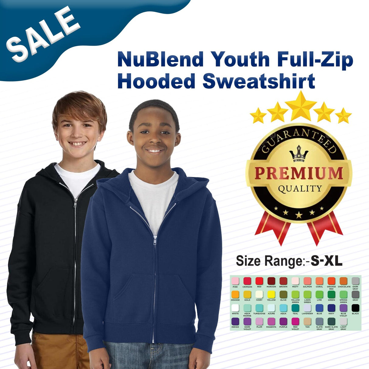 JERZEES® NuBlend Youth Full-Zip Hooded Sweatshirt