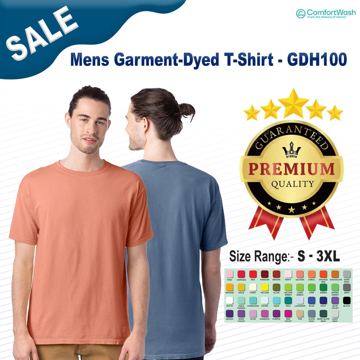 ComfortWash by Hanes® Mens Garment-Dyed Short Sleeve Crewneck T-Shirt